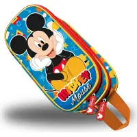 KARACTERMANIA - Disney - Mickey Mouse - 3D Pennenzak - Potloden Etui met Dubbele Rits - Pennenetui - blauw