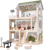 Pricenet Zeer luxe XL houten poppenhuis met meubels 78 cm boho stijl Met LED verlichting