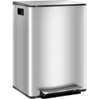 HOMCOM Prullenbak-Roestvrij staal, kunststof-47,7L x 37,5B x 66,8Hcm-Zilver