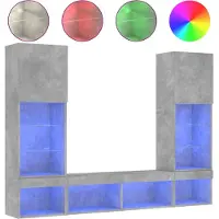 vidaXL 5-delige Tv-wandmeubelset met LED bewerkt hout betongrijs