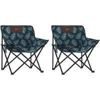 Syfax Campingstoelen 2 st met vakje inklapbaar bladprint