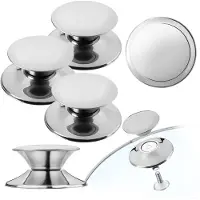 Kadax Potdekselgreep, vuurvaste dekselknop van kunststof en roestvrij staal, universele handgreep voor potdeksel, dekselknop voor glazen deksel (3 stuks, zilver)