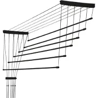 Kadax Plafondwasdroger, wasdroger voor het plafond 6, wanddroger met polyethyleen beklede stalen spijlen, plafonddroger, draagvermogen 12 kg (6x 180/zwart)