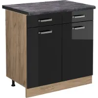 Vicco R-Line Keukenonderkast – 80 cm, WB Antraciet Zwart hoogglans