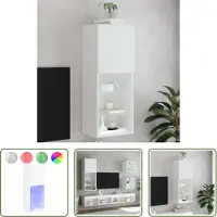 The Living Store Led Verlichting - Tv Meubel - Tv-meubel met LED-verlichting 40,5x30x102 cm wit - Houten Tv Kast - Witte Tv Stand - Wand Montage