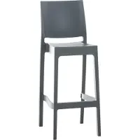 CLP Barstoel van polypropyleen, stapelbaar, weerbestendig, UV-bestendig, geschikt voor binnen- en buitengebruik, afmetingen (hoogte x breedte x diepte): 105x45x51 cm