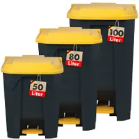 Floordirekt Olaf Afvalemmer - Afvalemmer voor Keuken en Kantoor - Afvalscheidingssysteem - Pedaalemmer met Opstapmechanisme - Geel - 50 L