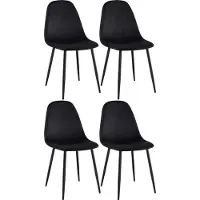 CLP Set van 4 eetkamerstoelen Napier, bekleed, geschikt tot 150 kg, zwart, materiaal: fluweel