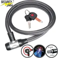 Security Plus Point Panzerkabelschloss PK96, lengte 120 cm, diameter 18 mm, zilverkleurig