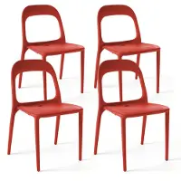 Oviala - Set van 4 rode plastic stoelen - Milan