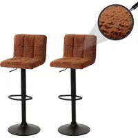 MCW Set van 2 barkrukken -G87, barkruk barstoel, in hoogte verstelbaar draaibaar, chenille stof (465g/m²) ~ terracotta