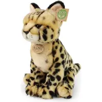 Rappa ECO knuffel serval 30 cm - realistische knuffel van recyclede PET flessen - zwart, crème