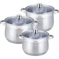 Klausberg Kinghoff 7178 - 6 Delige Soep pannenset - kookpan - soeppan - 16 liter/13 liter/10.7 liter