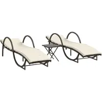 vidaXL Ligstoelen 2 st met tafel poly rattan bruin