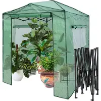 Costway draagbare pop-up kas toegankelijke tuinkas 180 x 250 x 230 cm groen