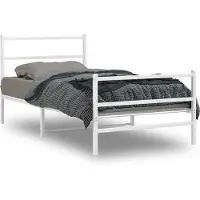 vidaXL - Bedframe - met - hoofd- - en - voeteneinde metaal - wit - 100x190 - cm