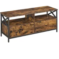 Leobert Rustieke TV-meubel met Stalen Frame - 2 Opbergkasten - 3 Planken - Verstelbare Poten - Geschikt voor Televisies tot 55 inch - 120 x 40 x 50 cm