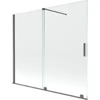 Mexen Velar badwand scherm 2-delige schuifbare 180 x 150 , transparant, geborsteld pistoolgrijs - 896-180-000-01-66