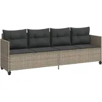 vidaXL - Ligbed - met - kussen poly - rattan - lichtgrijs