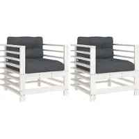 vidaXL Tuinstoelen met kussens 2 st massief grenenhout wit