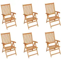 vidaXL Tuinstoelen 6 st met zwarte kussens massief teakhout