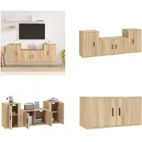 vidaXL 3-delige Tv-meubelset bewerkt hout sonoma eikenkleurig - Tv-kast - Tv-kasten - Tv-meubel - Hifi-meubel