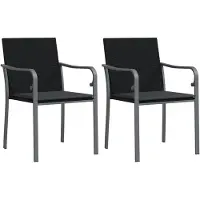 vidaXL Tuinstoelen 2 st met kussens 56x59x84 cm poly rattan zwart