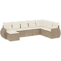 vidaXL 8-delige Loungeset met kussens poly rattan beige