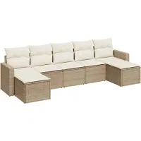 vidaXL 7-delige Loungeset met kussens poly rattan beige