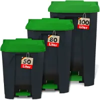 Floordirekt Olaf Afvalemmer - Afvalemmer voor Keuken en Kantoor - Afvalscheidingssysteem - Pedaalemmer met Opstapmechanisme - Groen - 80 L