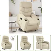 The Living Store Verstelbare Stoel - Stapelstoel - Sta-op-stoel verstelbaar kunstleer crèmekleurig - Ergonomische Stoel - Lounge Stoel - Leesfauteuil
