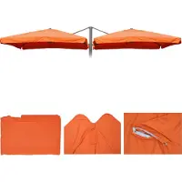 Mendler Parasolhoes T44, 8 stokjes 3x3m polyester, vervangende hoes voor zweefparasol T44 ~ terracotta met klep