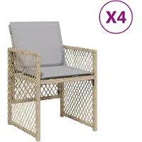vidaXL Tuinstoelen 4 st met kussens poly rattan gemengd beige