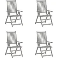 Syfax Tuinstoelen 4 st verstelbaar massief acaciahout grijs