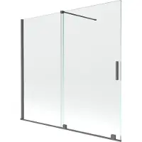 Mexen Velar badwand tweevleugelig verschuifbaar 170 x 160 , transparant, geborsteld geweergrijs - 896-170-000-01-66