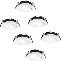 HOFTRONIC™ Set van 6 dimbare LED inbouwspots Rome - Wit - 6 Watt - Kantelbaar - 2700K warm wit - IP44 - Geringe inbouwdiepte