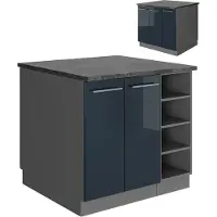 Vicco Fame-Line Keukeneiland – 90 cm zonder werkblad Donkerblauw hoogglans/antraciet