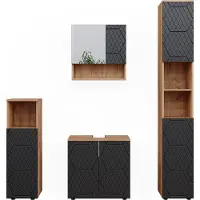 Vicco Badkamermeubel set Irma Antraciet met honingraatstructuur 4-delig, Model 47175