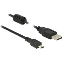 DeLOCK USB-kabel USB 2.0 USB-A stekker, USB-mini-B stekker 2.00 m Zwart Met Ferrietkern 84915
