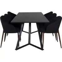 Ebuy24 MarinaBLBL eethoek eetkamertafel zwart en 6 Arch eetkamerstal zwart.