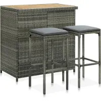 Syfax 3-delige Barset poly rattan grijs