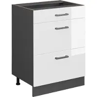 Vicco R-Line Keukenonderkast – 60 cm met laden, zonder werkblad Wit Hoogglans