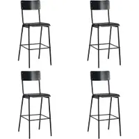 Syfax Barstoelen 4 st massief multiplex staal zwart
