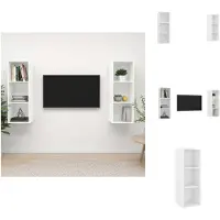 vidaXL tv-meubelset - televisiewandmeubel - 37 x 37 x 107 cm - wit spaanplaat - Kast