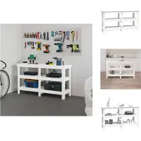 vidaXL Werkbank - Werkbanken - Houten Werkbank - Houten Werkbanken - Werkbank 142,5x50x80 cm massief grenenhout wit