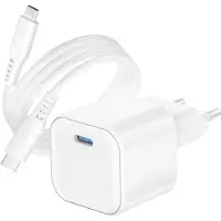 Swissten 20W Oplader - USB-C - Snellader - Inclusief 1.2m kabel - Wit - Geschikt voor apparaten met USB-C aansluitingen
