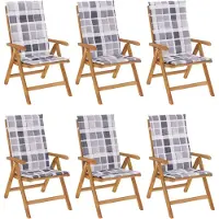 vidaXL Tuinstoelen 6 st verstelbaar met kussens massief teakhout