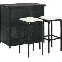 Syfax 3-delige Barset poly rattan zwart