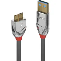Lindy 36657 USB-kabel USB 3.2 Gen1 USB-A stekker, USB-micro-B 3.0 stekker 1.00 m Grijs Vergulde steekcontacten