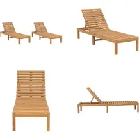 vidaXL Ligbedden 2 st massief teakhout - Ligbed - Ligbedden - Zonnebed - Buitenbed